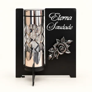 Candeeiro Solar Eterna Saudade Prateado com Flor