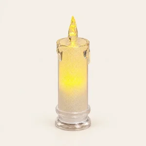 Vela elétrica de luz dourada com pilhas incluídas, de 18 × 6 × 6 cm.